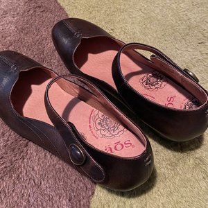 TAOS Samba Leather Mary Janes Dark Brown